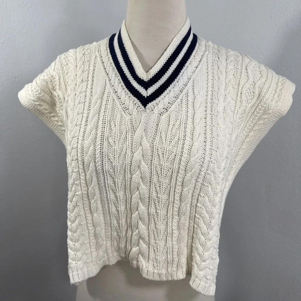 Ralph Lauren Cable‎ Knit Poncho Cape 3T Cricket Tennis Pony Logo Preppy